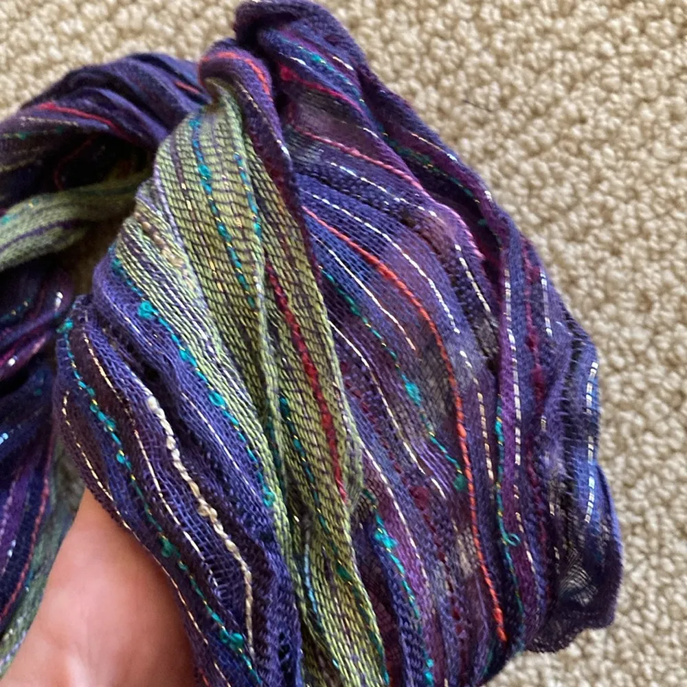 NEW Glitter Shiny Tassel Scarf Purple Green 100% Cotton Ultra Soft Boho NWOT - Image 5
