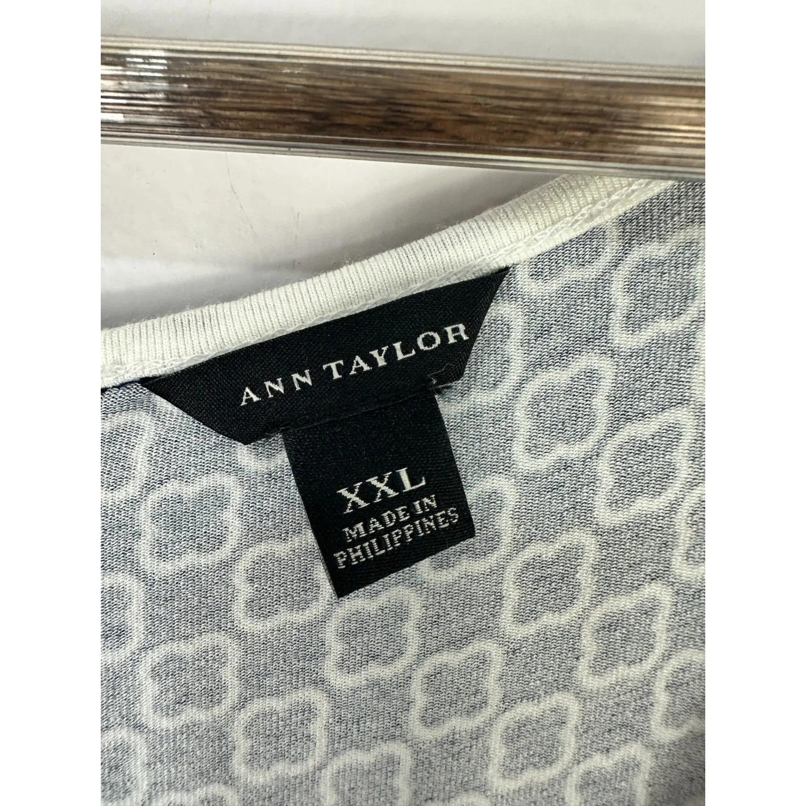 Ann Taylor Dress XXL Navy Geometric Fit Flare Preppy Quiet Luxury Coastal Chic - Image 2