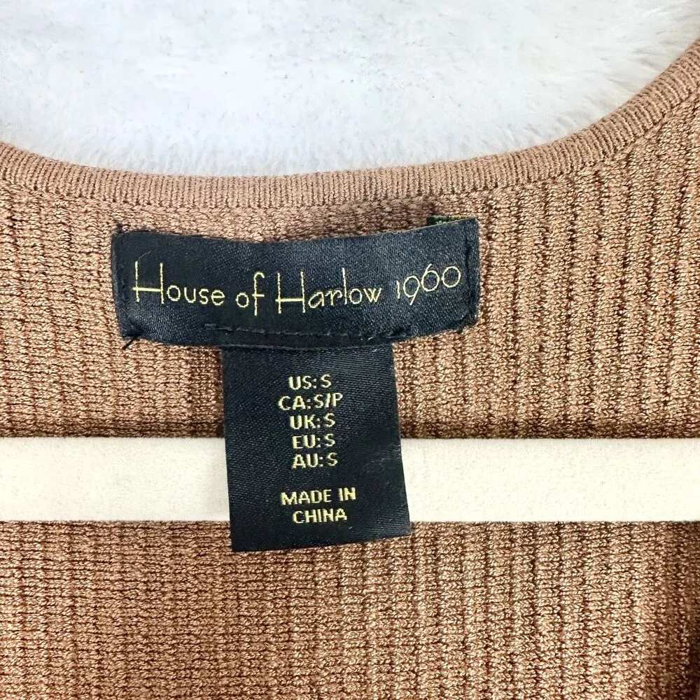 House of Harlow 1960 Luxe Essentials Ribbed Knit Sweater Dress Size Small NWOT Brown - Image 4