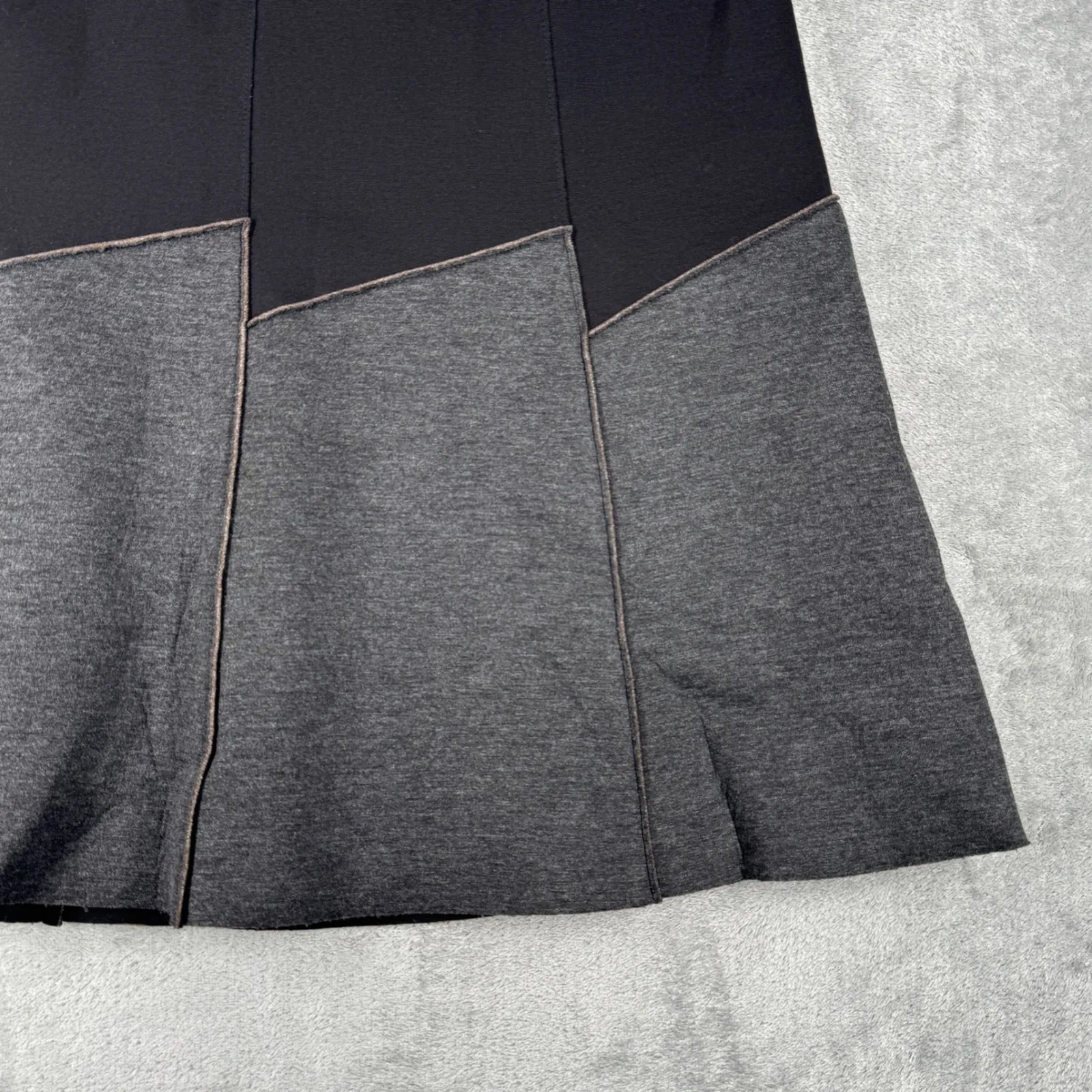 Elie Tahari Skirt Color Block Women 10 Panelled A-Line Casual Neutral Black Gray - Image 4