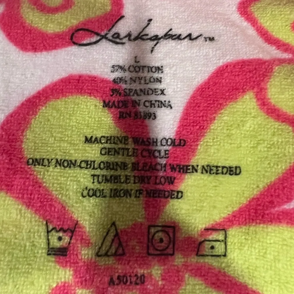 Vintage Larkspur Floral Sun Terry Cover Up Hoodie Size Large Green - Image 6