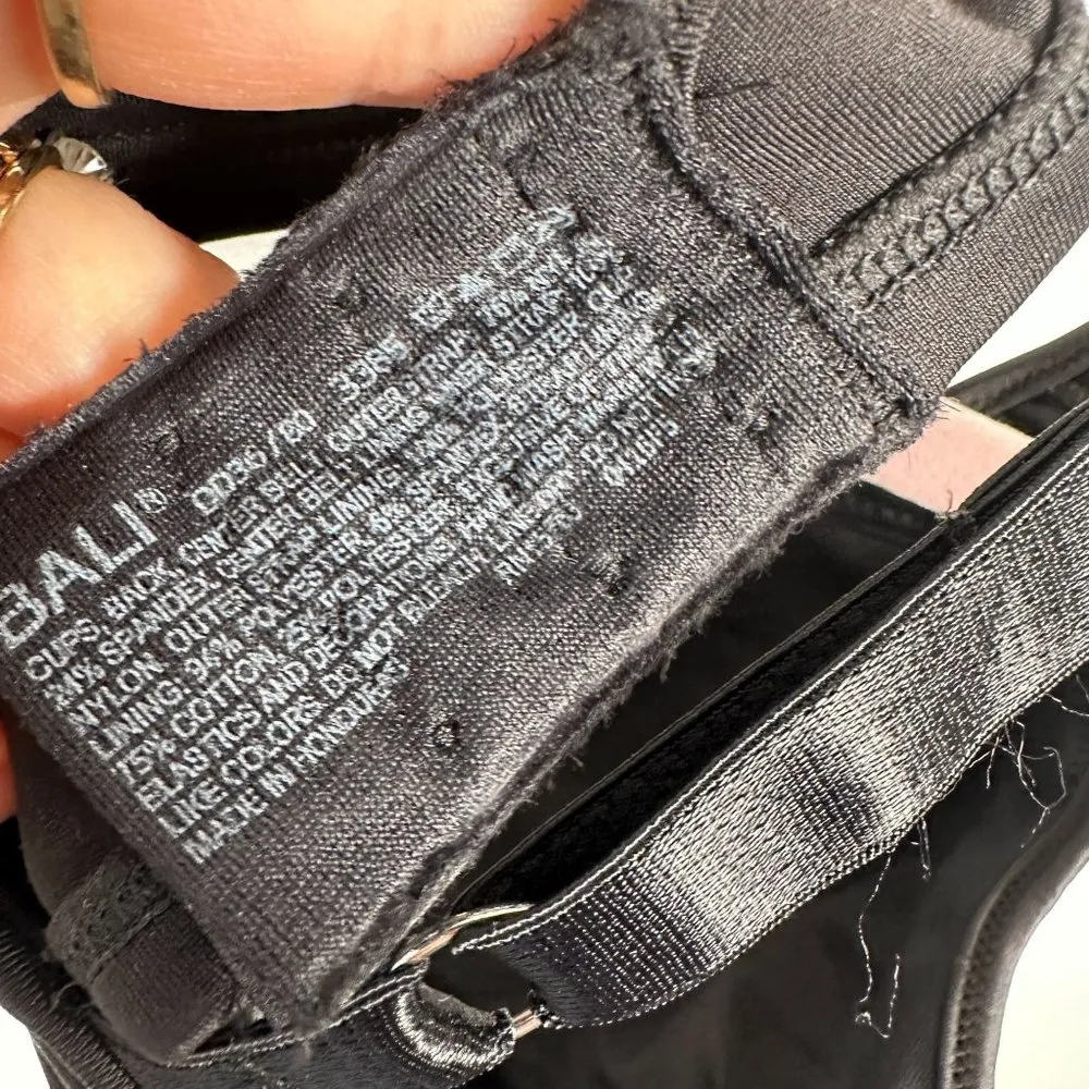 Bali 36DD Bra Black Passion Comfort 3385 Silky Lining Underwire Adjustable Strap - Image 7