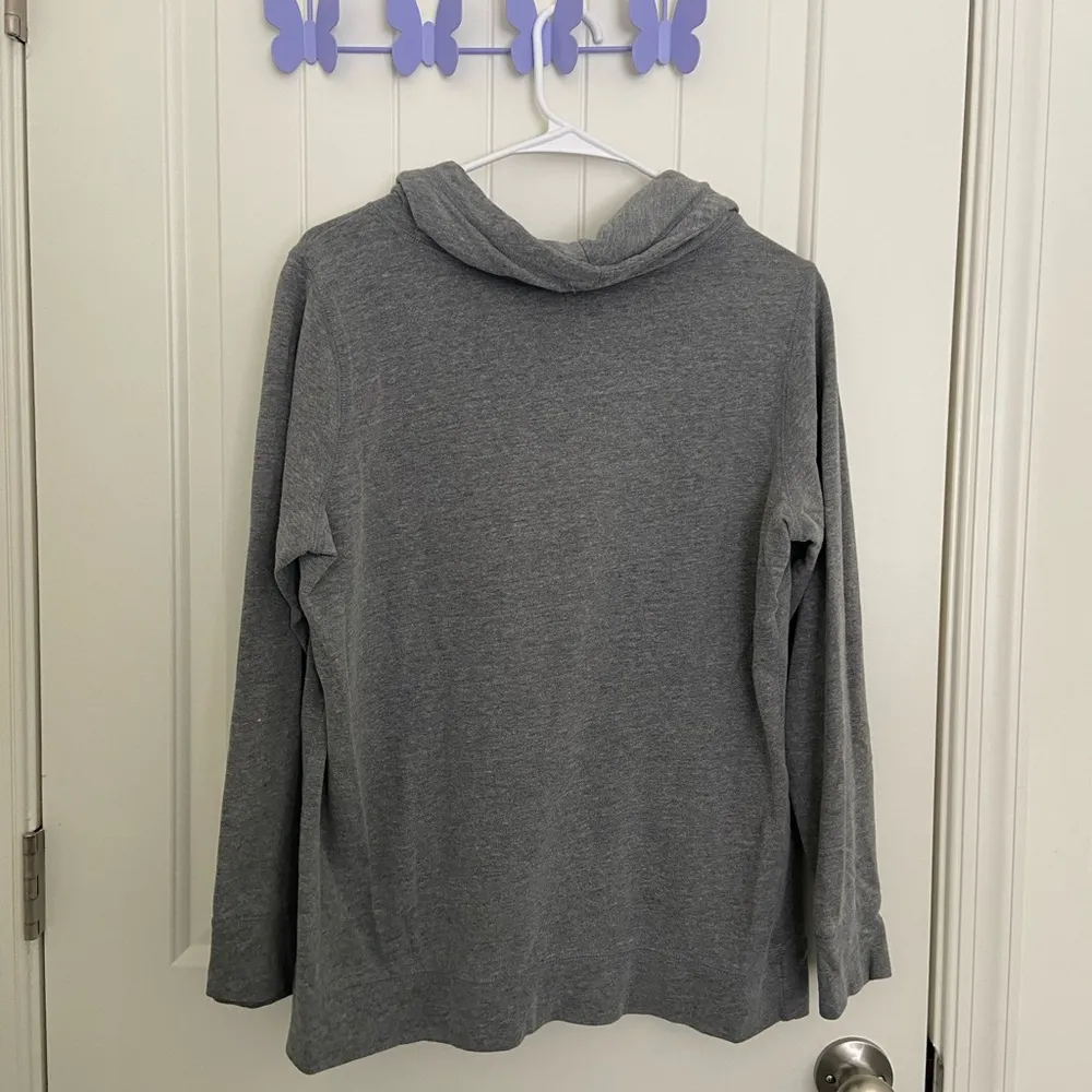EUC Made For Life women’s gray cowl neck drawstring hooded sweatshirt top medium - Image 6