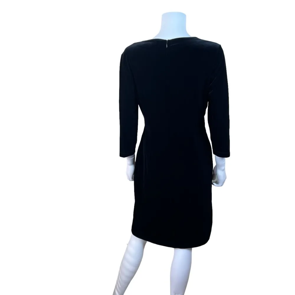 Brooks Brothers Classic Black Velvet Side Ruched Cocktail Dress - Image 9