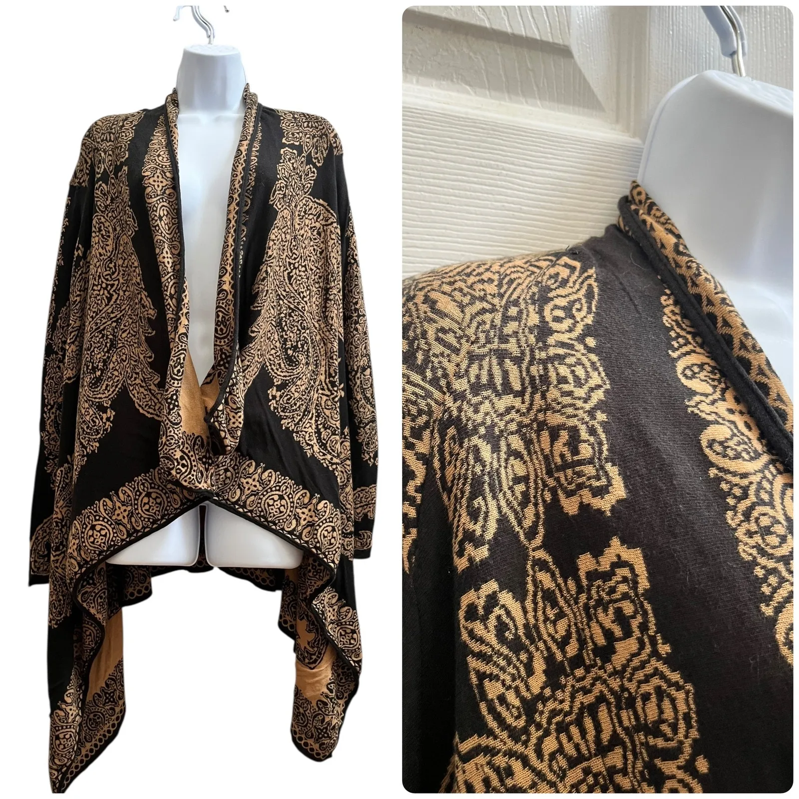 J Jill Cotton Lightweight Paisley Print Drape Open Tunic Sweater Size XL - Image 2