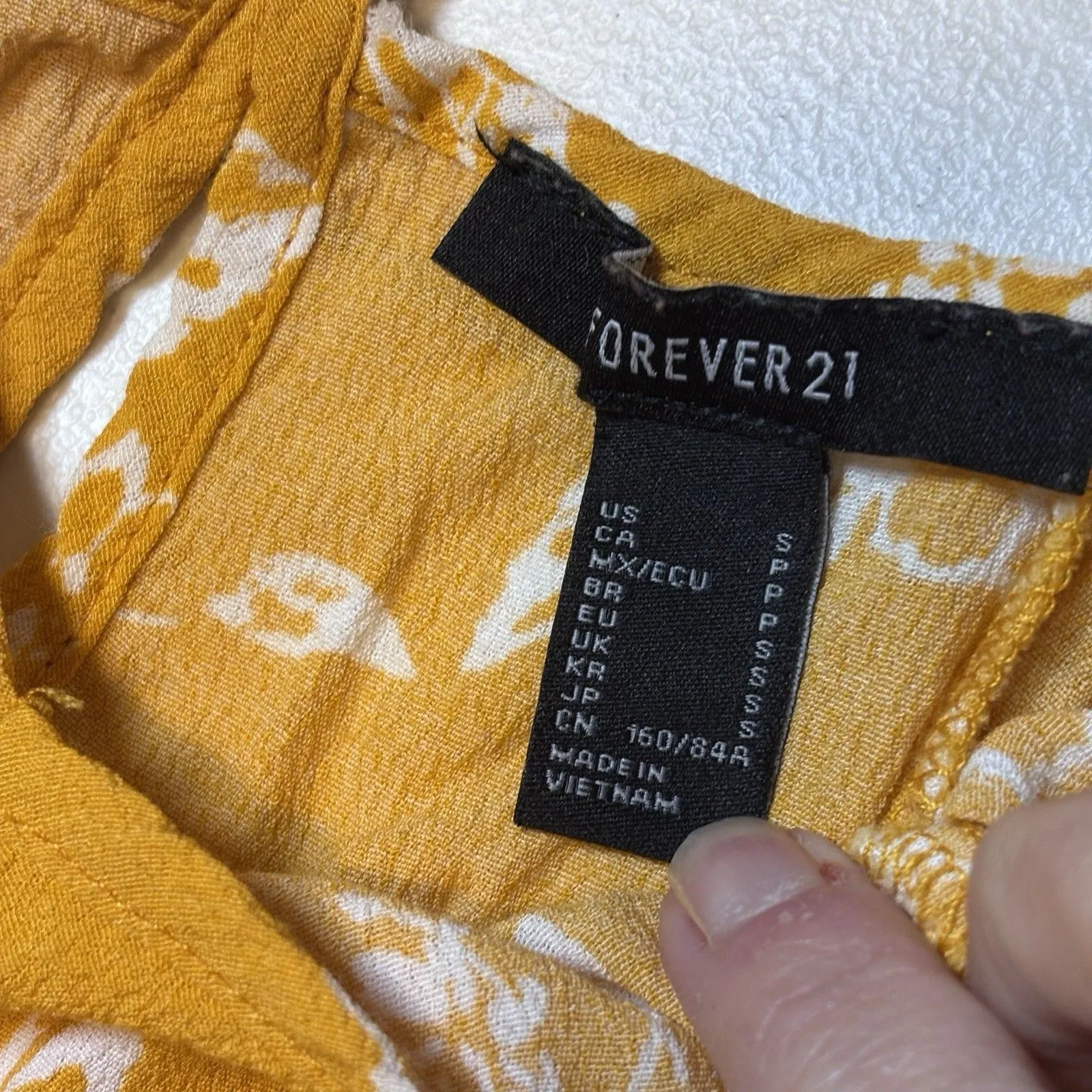 Forever 21 Yellow Floral Mini Sundress Small New Spaghetti Strap Fit And Flare - Image 7