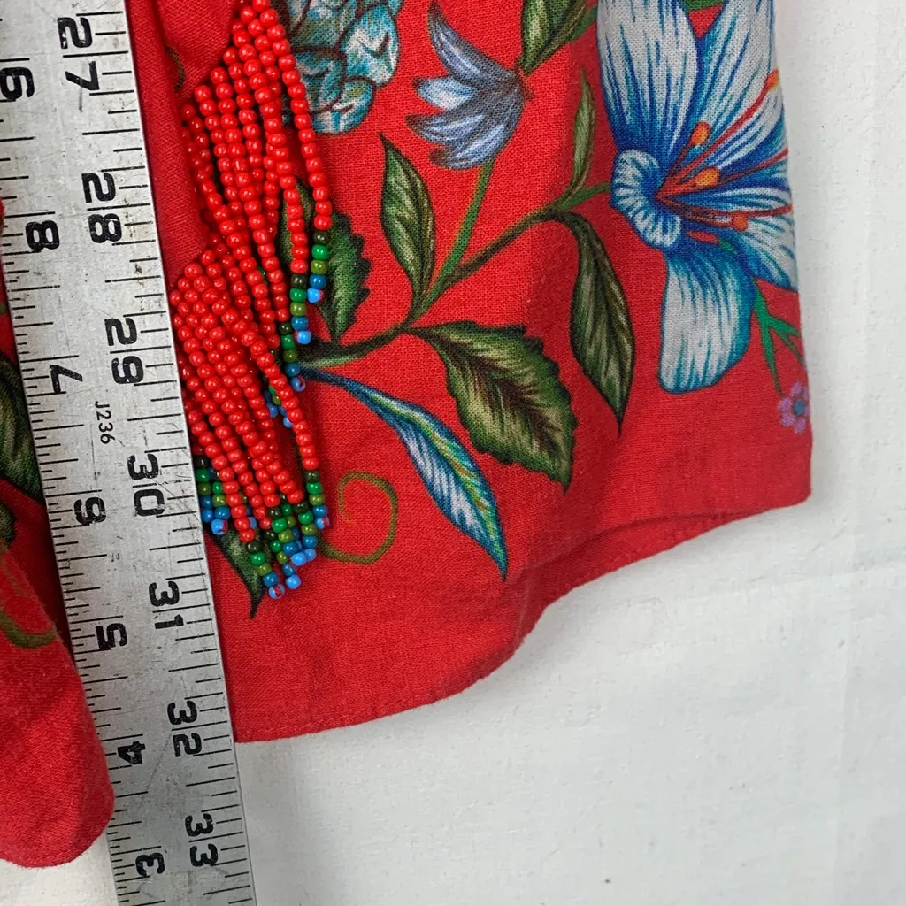 Farm Rio size large sweet bloom bouquet linen blend mini dress red floral boho - Image 9