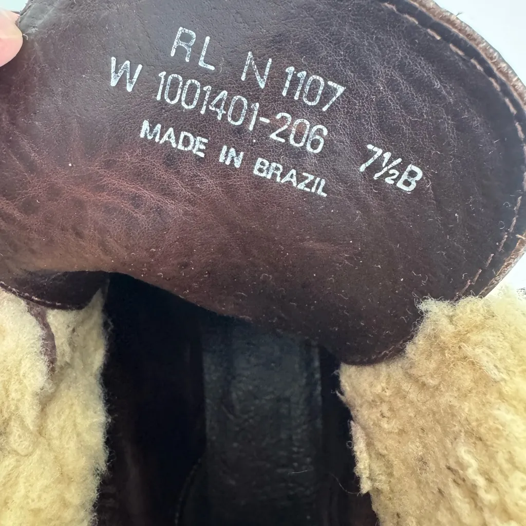 RALPH LAUREN POLO SPORTSMAN Leather Lace-Up Ankle Boots Shearling Wool 7.5 - Image 11