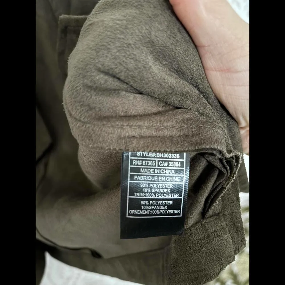 EUC BB Dakota Suede Jacket - XS Olive Green Open Cardigan - Image 5