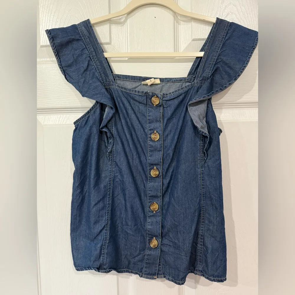 🎄A.n.a Blue Denim Button-Down Top - Image 3