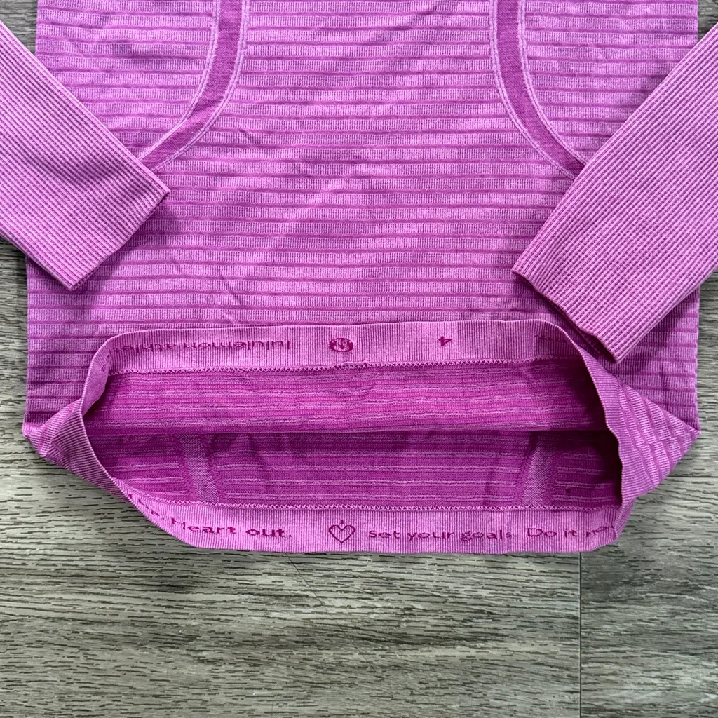 lululemon Striped Long Sleeve Top in Pink Size 4 Athletic - Image 3