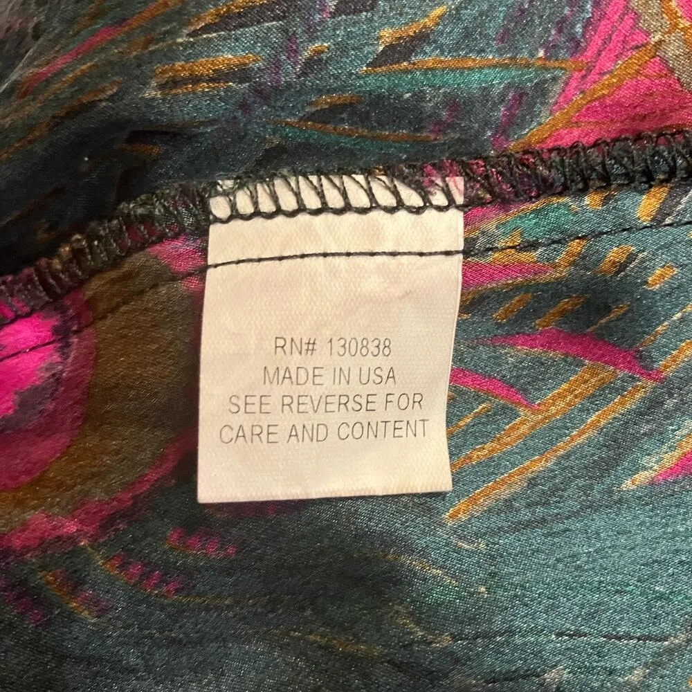 Britt Ryan Blouse Shirt Sz M 100% Silk Peacock Feather 3/4 Sleeve Loose Boho - Image 12