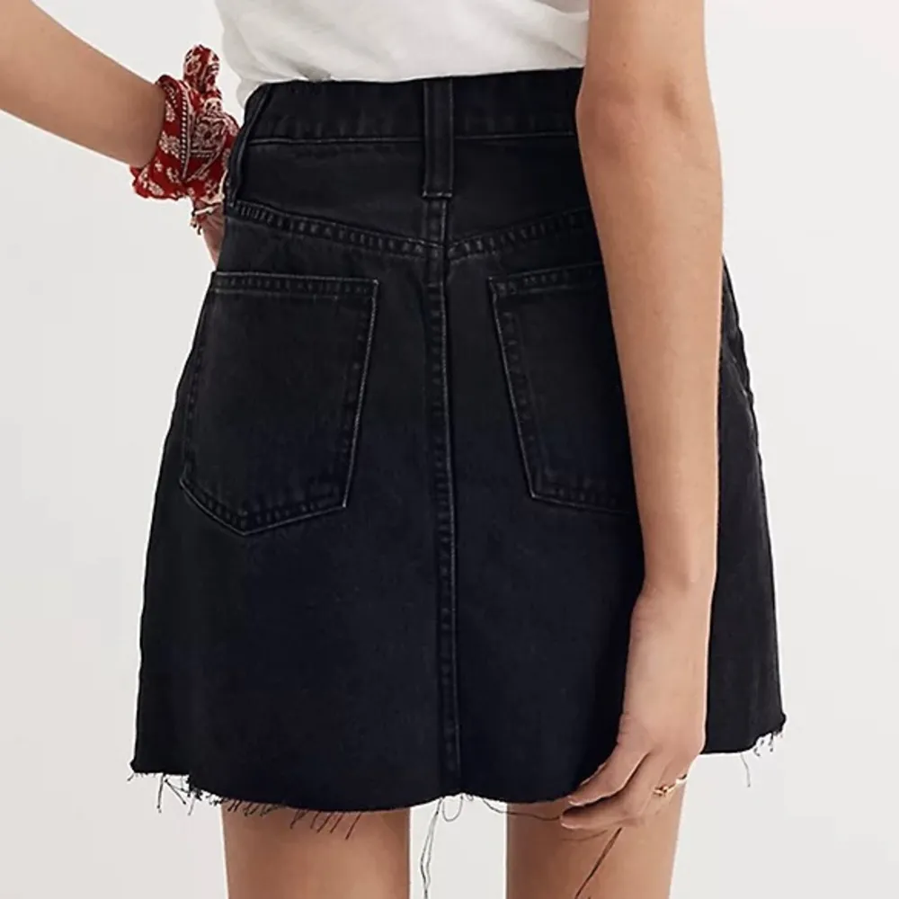 Lunar Wash “Frisco” Black Denim Raw Hem Mini Skirt Size 32 - Image 2