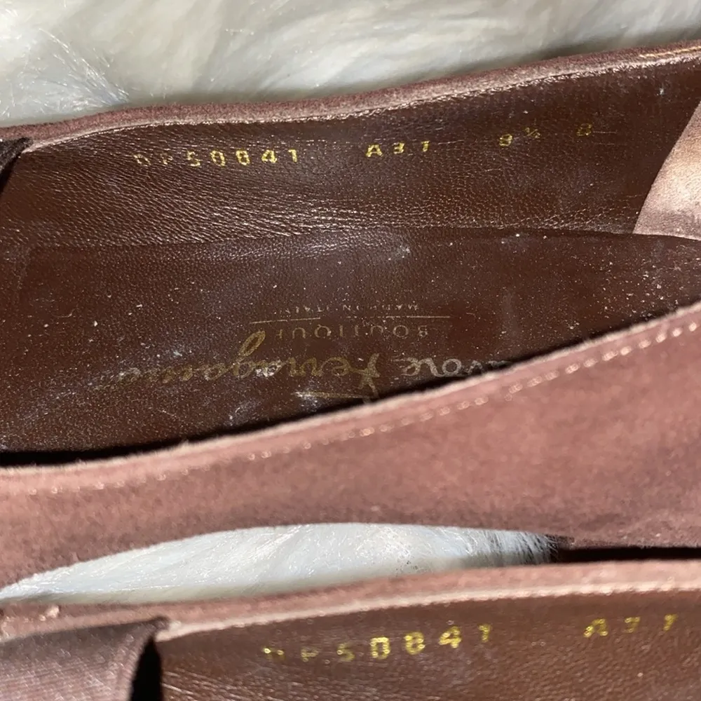 Salvatore Ferragamo Shoes Women’s Size 8.5 B Suede Tassel Loafer Heels Pumps - Image 14