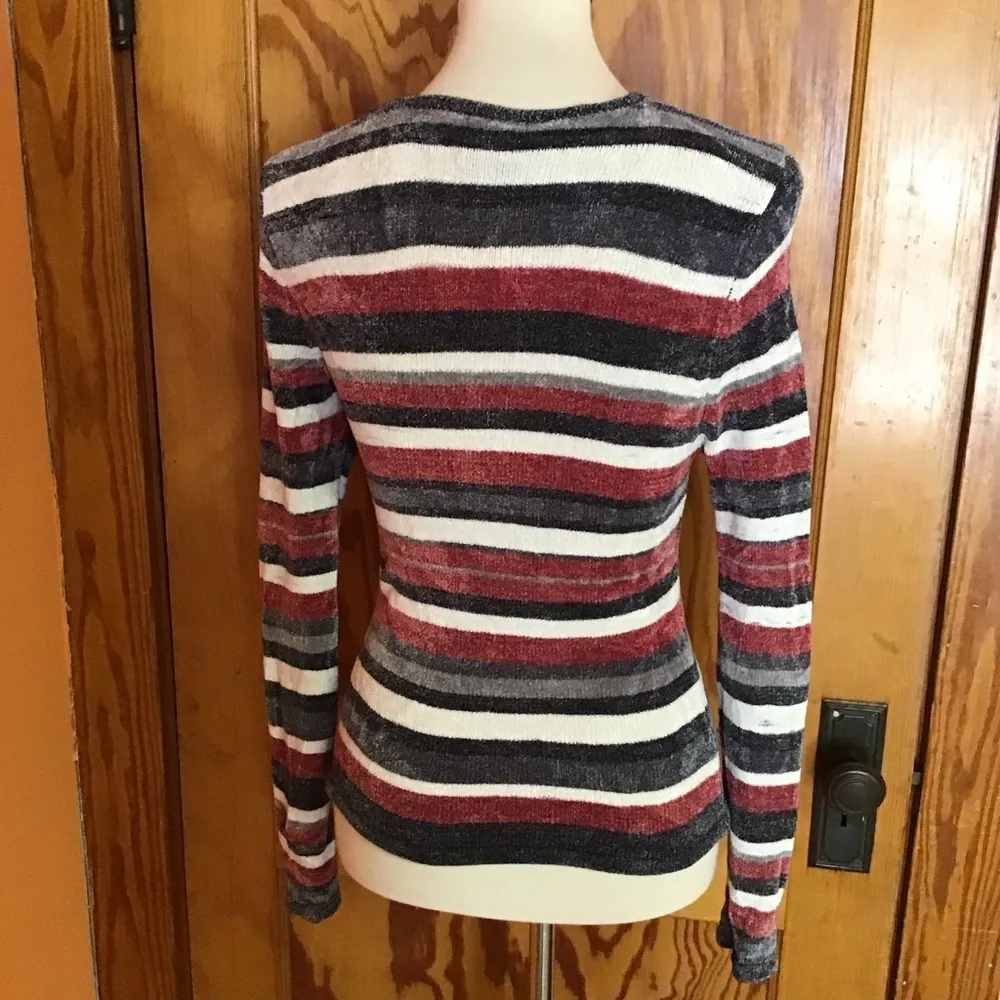 Vintage 90s Arizona Jean Co Striped V Neck Sweater Red Size XS - Image 8