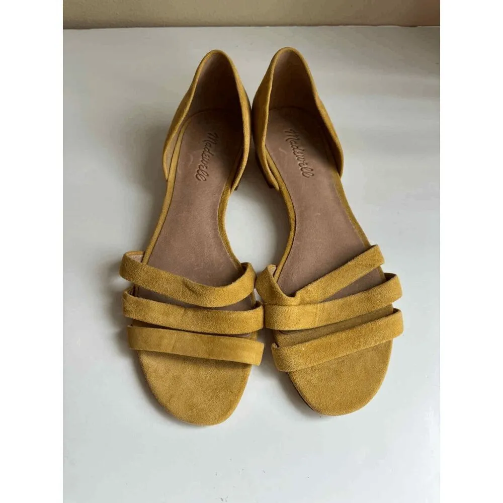 Madewell the Leia Sandal Mustard Yellow Suede Slip On Size 8 - Image 3