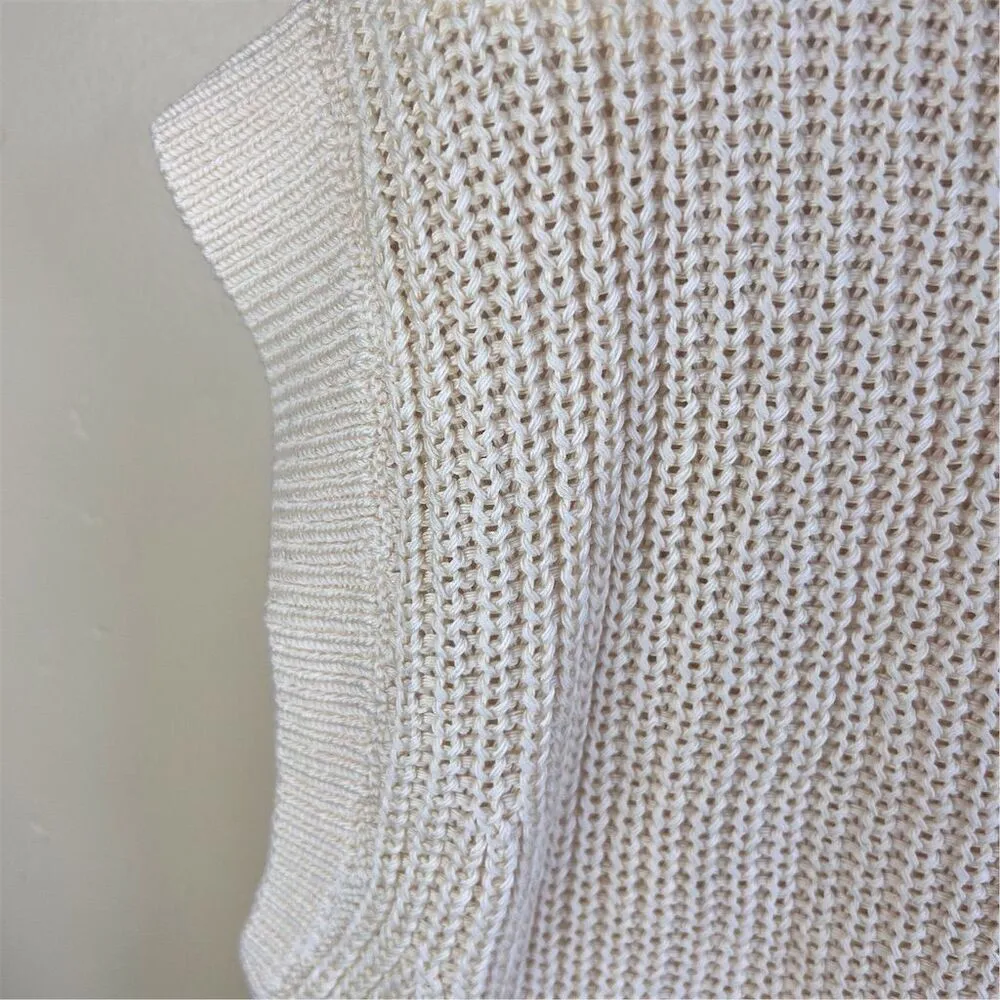 Nordstrom Women's XS Relaxed Fit Yellow Knitted Sweater‎ Vest Casual Fall Wear - Image 4