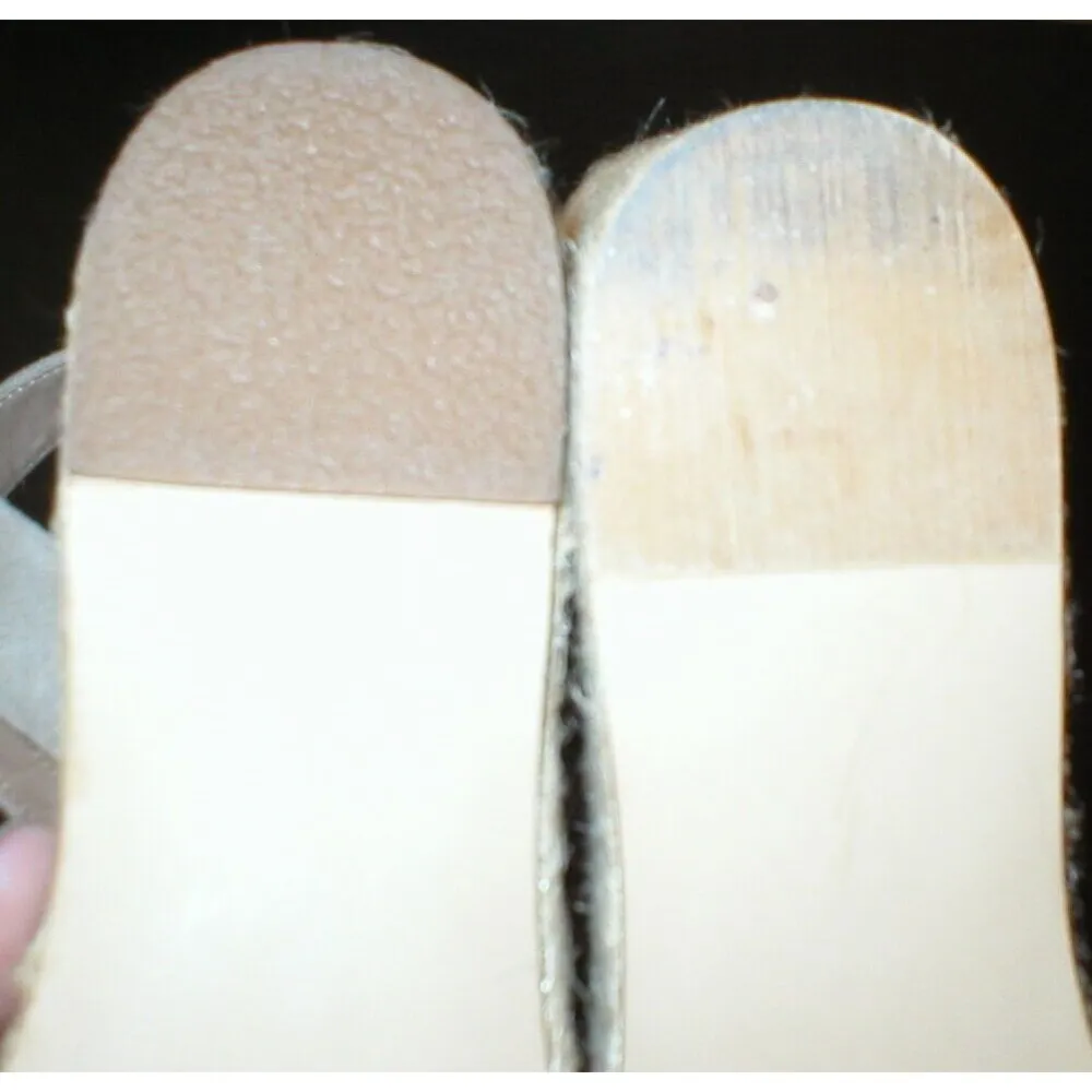 New Womens Lalline Leather Steve Madden Platform Wedge Espadrille 10 Taupe Tan - Image 5