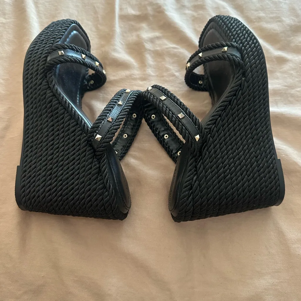 White House Black Market Studded Rope Wedge Sandal 8 - Image 4