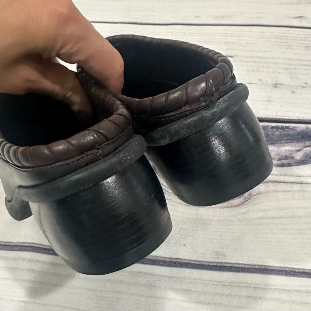 Cole Haan Womens Shoes Black Leather Mules Slides Brown Rope Edging Sz 6 - Image 3