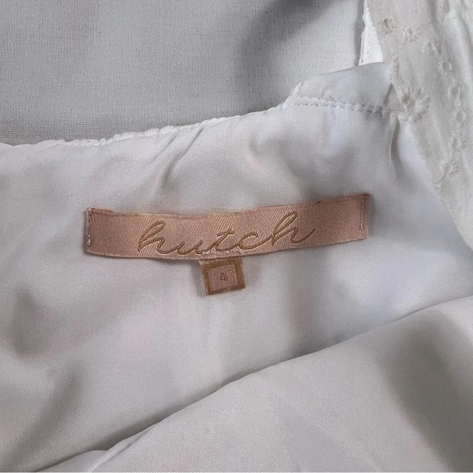 Hutch Women's XS White Romper Tank Top Wide Leg Eyelet Print - Image 2