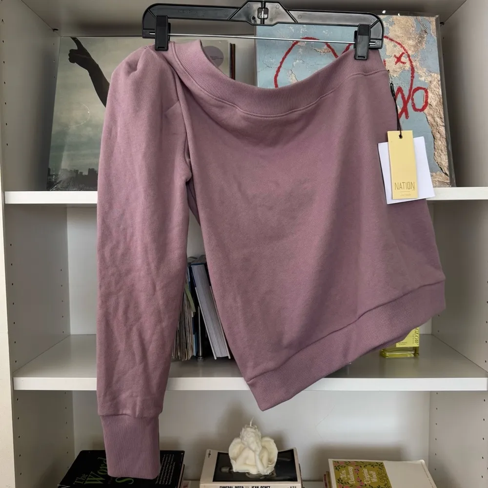 NWT NATION LTD Purple Alaia One Shoulder Sweatshirt in Hopeless Romantic - Image 7