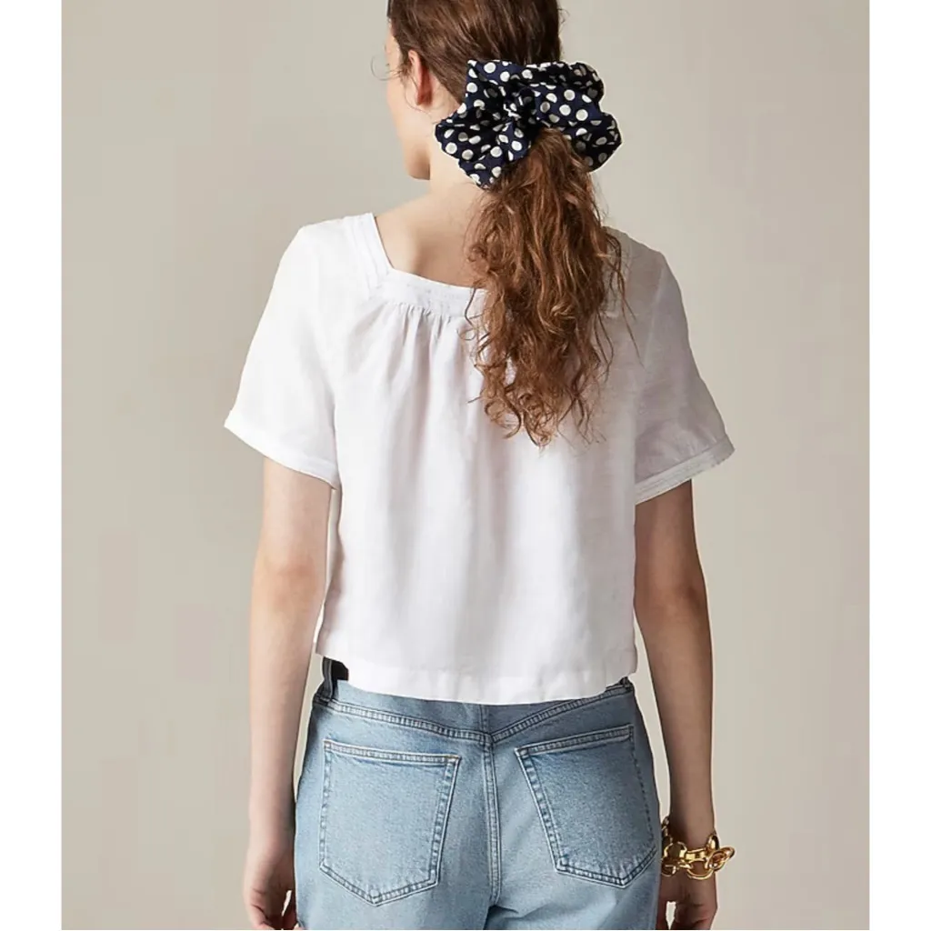 NWT J. Crew Sailor Squareneck Top Linen White - Image 6