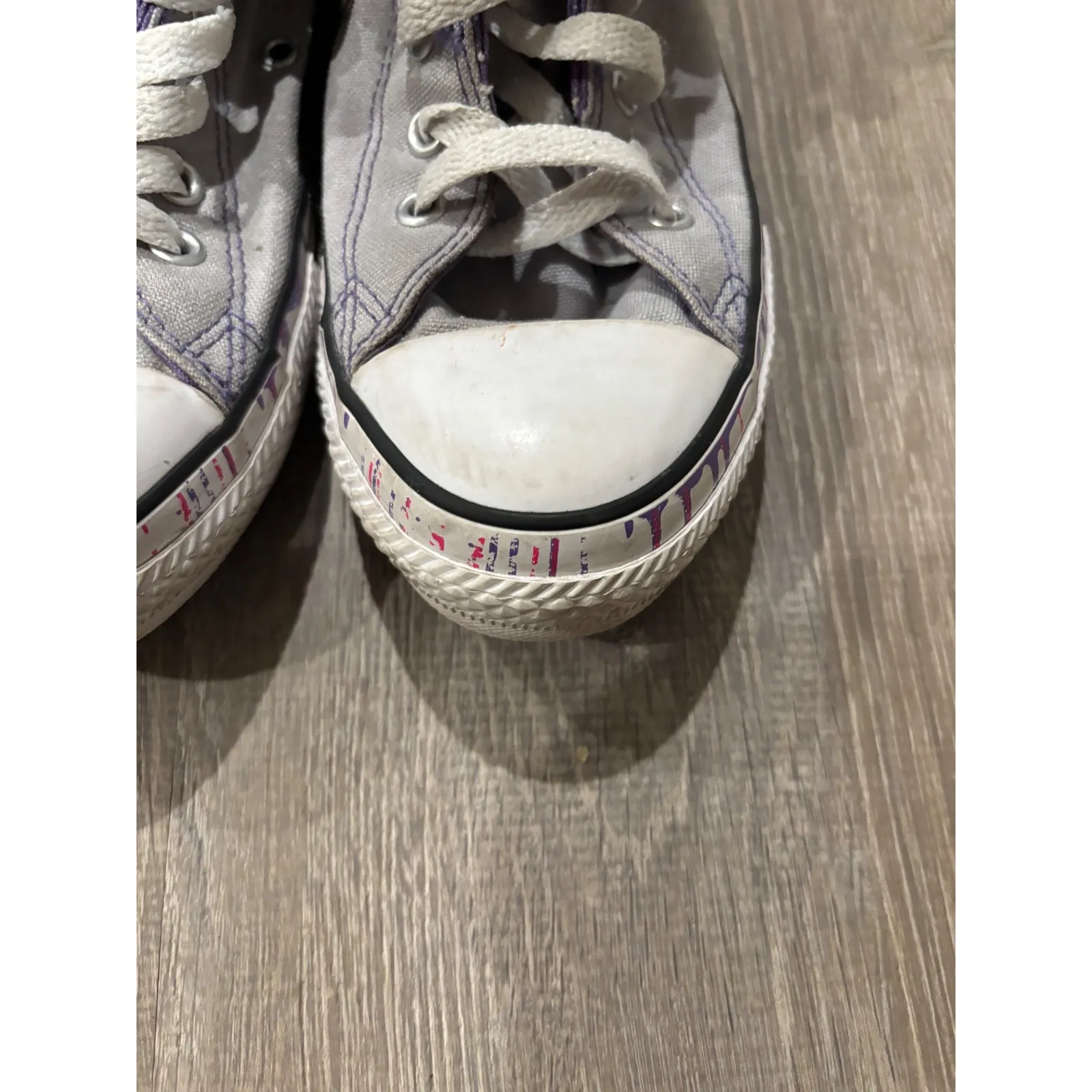 Converse Chuck Taylor All Star High Top Sneakers Gray Paint Splatter Women‎ US 5 - Image 4