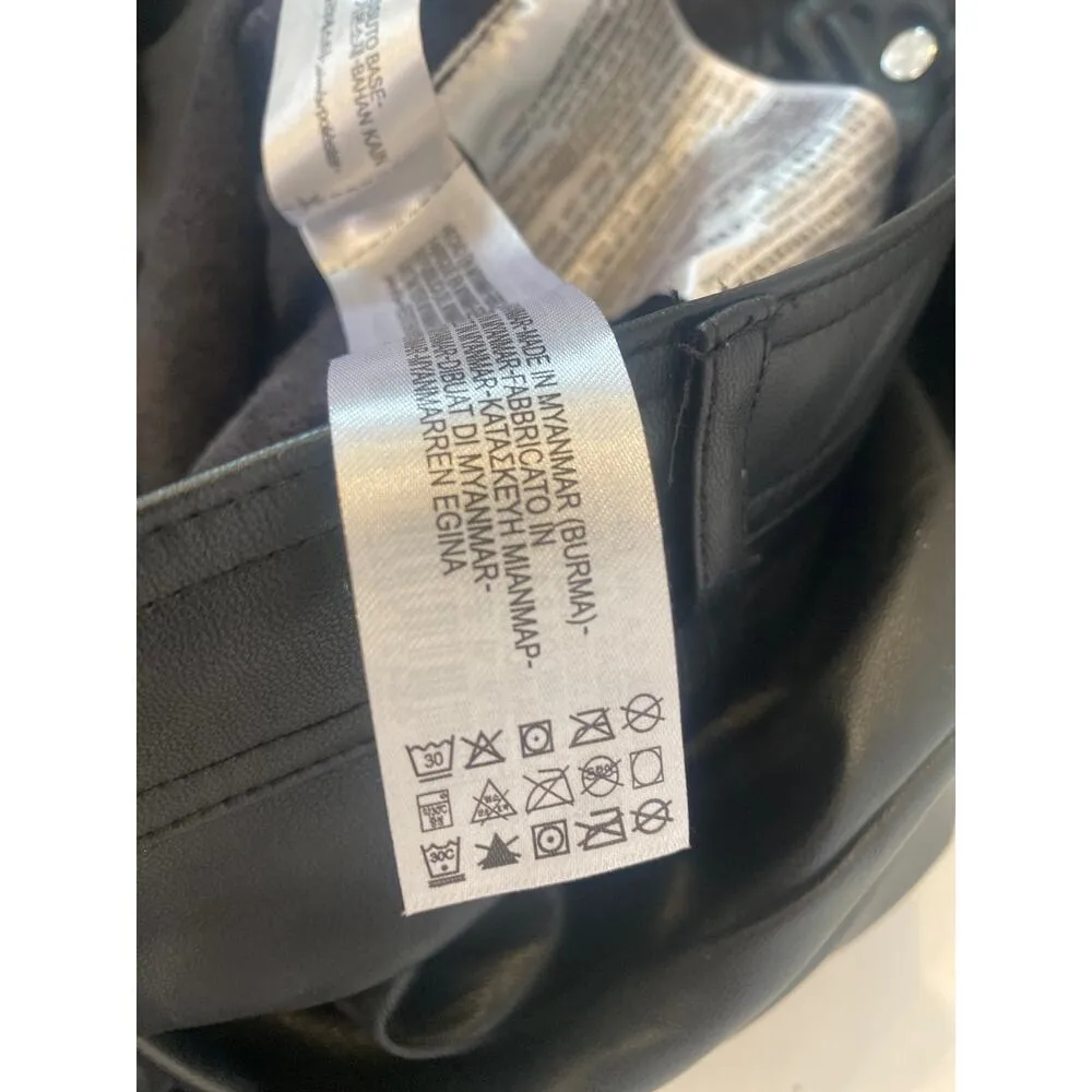 Zara Black Faux Leather Skinny Pants Sz Sm Ankle Zip Pockets Polyester Women’s - Image 8