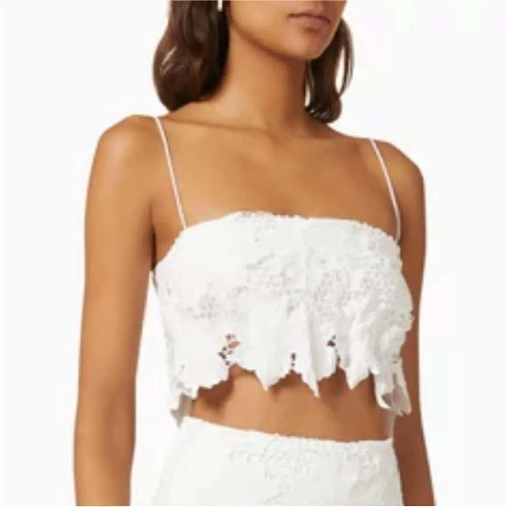 Free People Rumer Tropez White Lace Crochet Crop Top Med NWT - Image 9