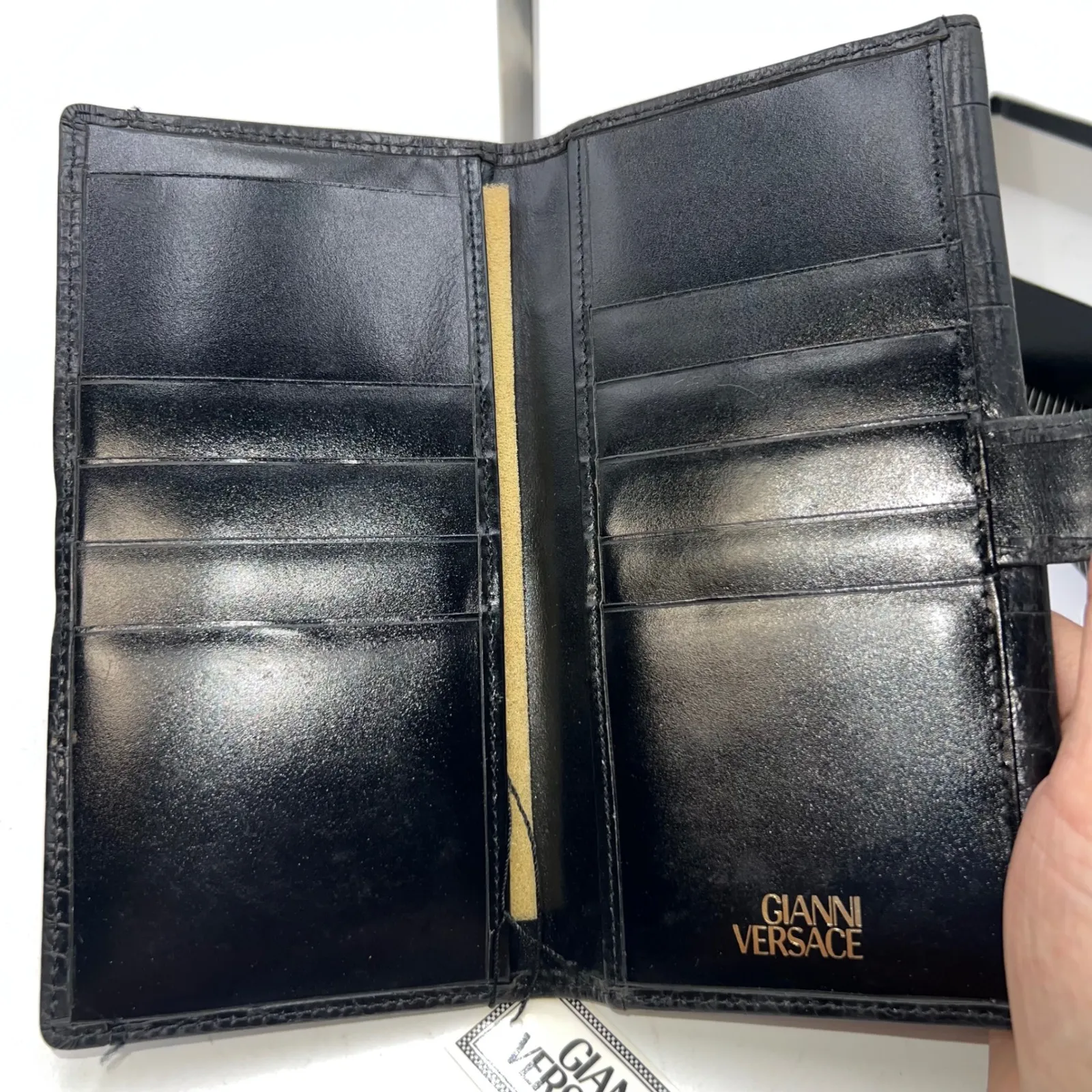 Gianni Versace Vintage Black Croc Embossed Leather Wallet with Box - Image 6