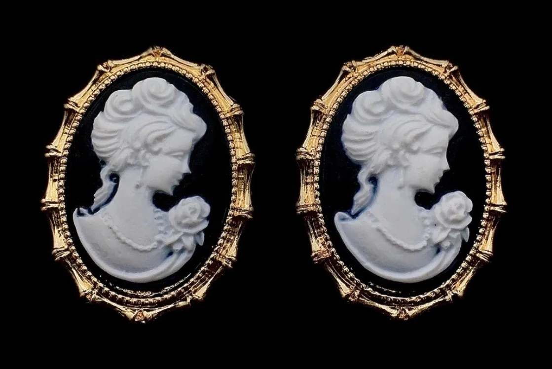 14K Luxe Cameo Larger Earrings  - Image 2
