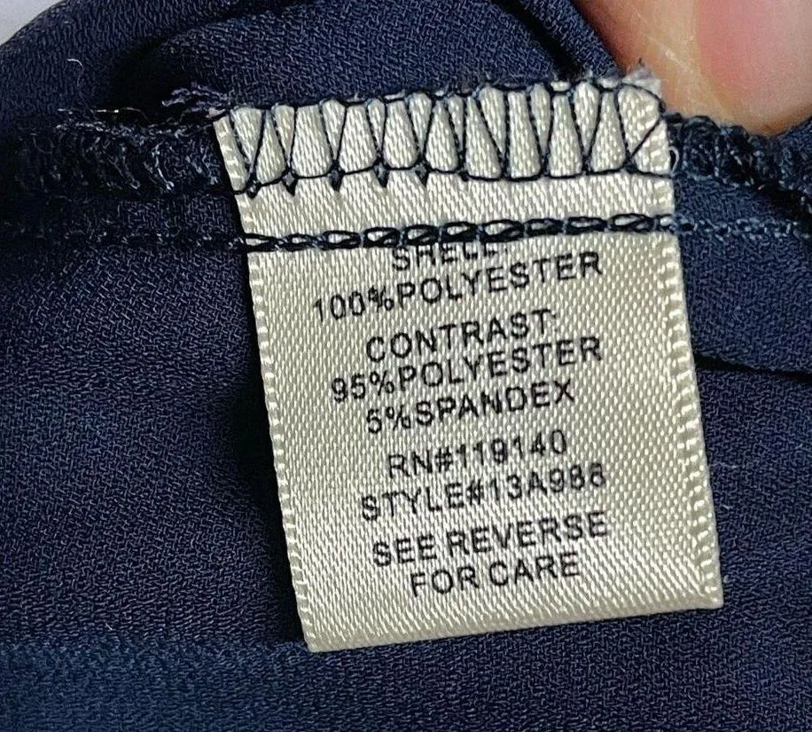 Double Zero Open Back Mock Neck Blouse (Navy Blue) - Small - Image 9