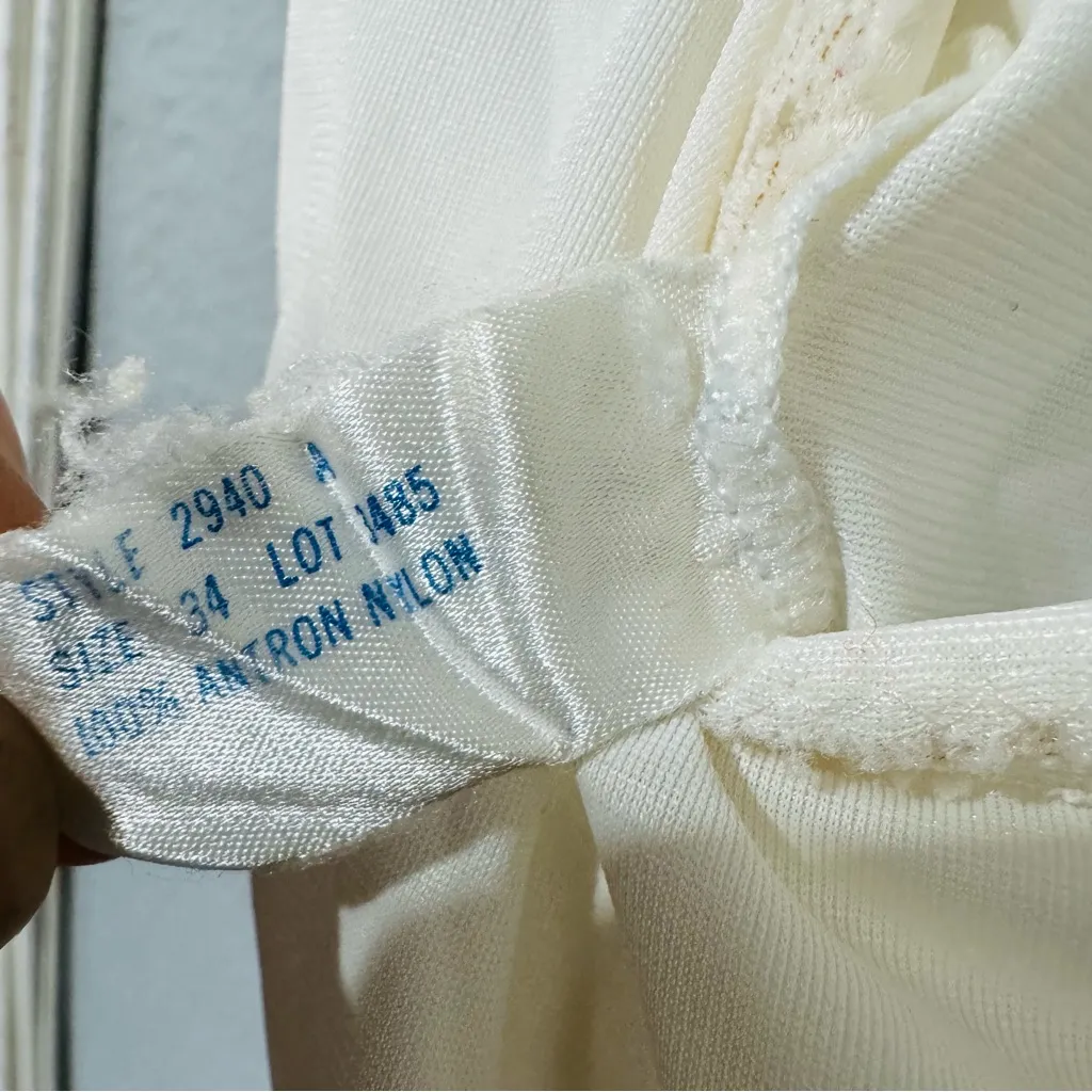 Vintage Wonder Maid Women Elegant Cream Lace Slip Dress Adjustable Strap Size 34 White - Image 11