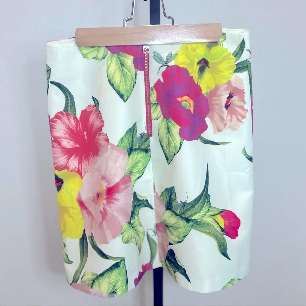 🐣Ted Baker sz 1 Skirt “Flowers At High Tea” Cream floral print Easter Summer Pink - Image 2