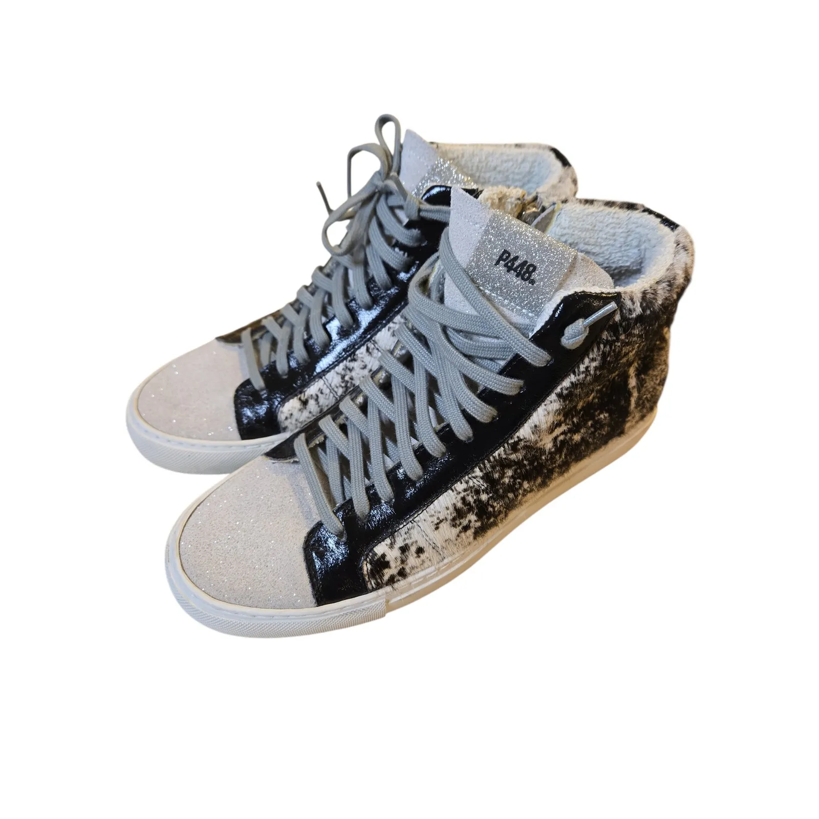 P448 Calf Hair High Top Sneakers Cow Softy Size 39 - Image 4