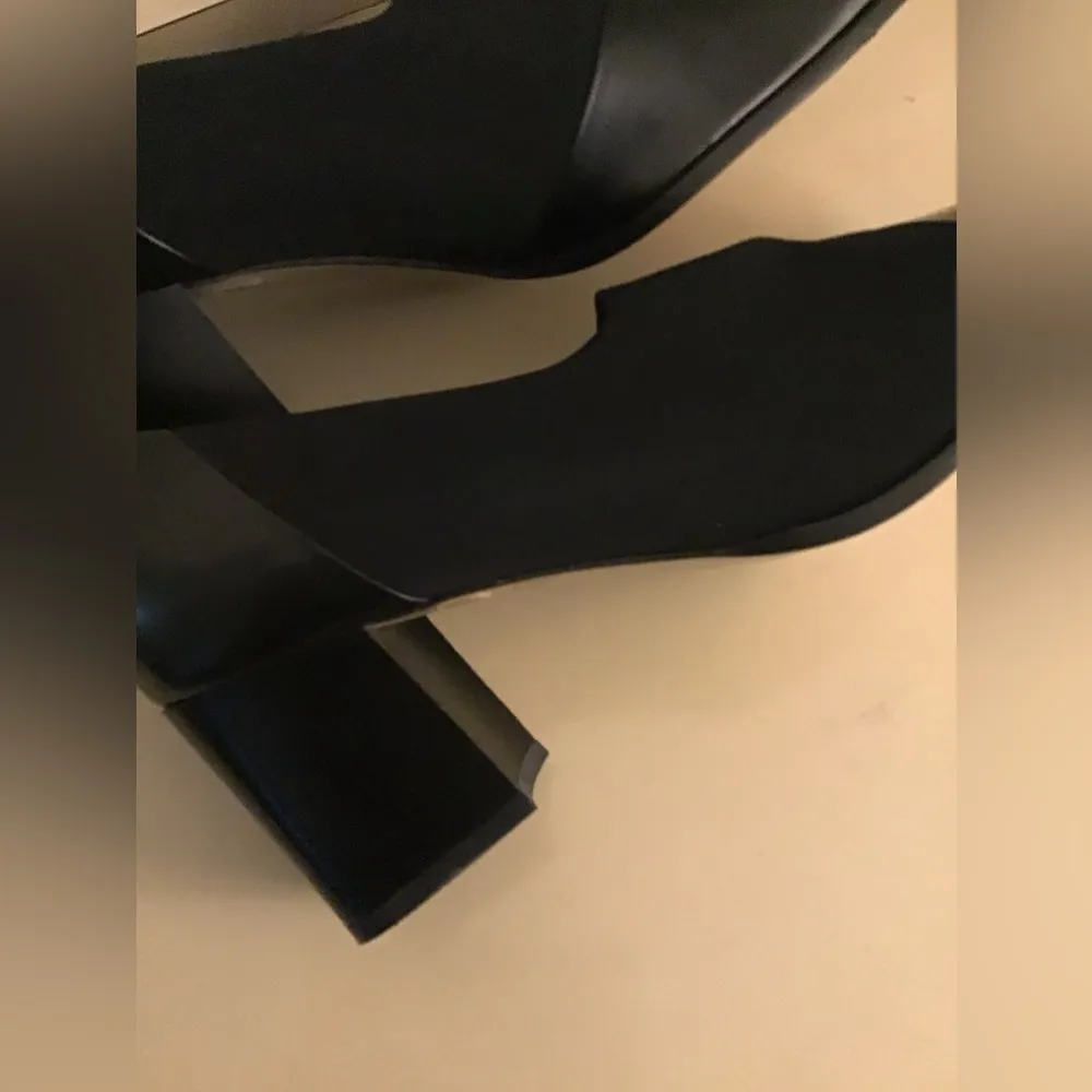 Paul Green women black leather canvas heel pump shoes US 11 UK 8.5 Narrow width - Image 7