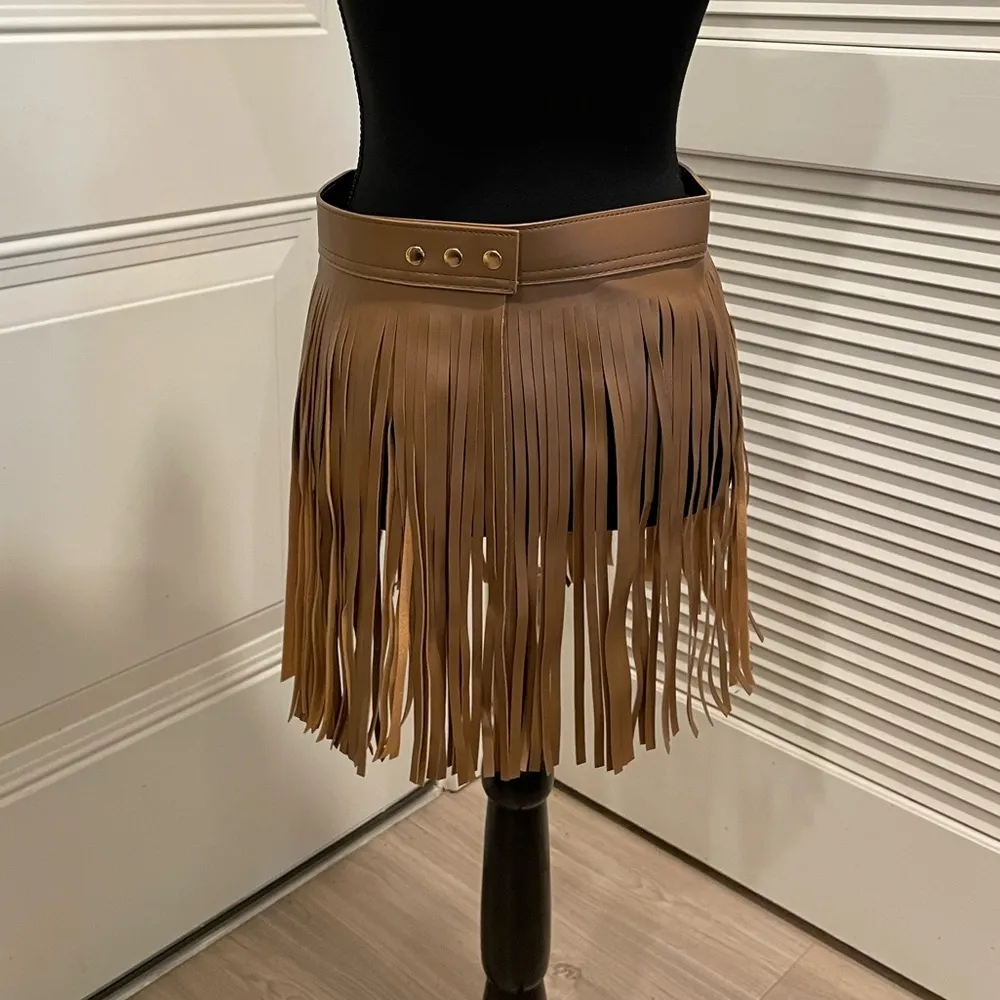 Brown Fringe Skirt Size 0 - Image 3