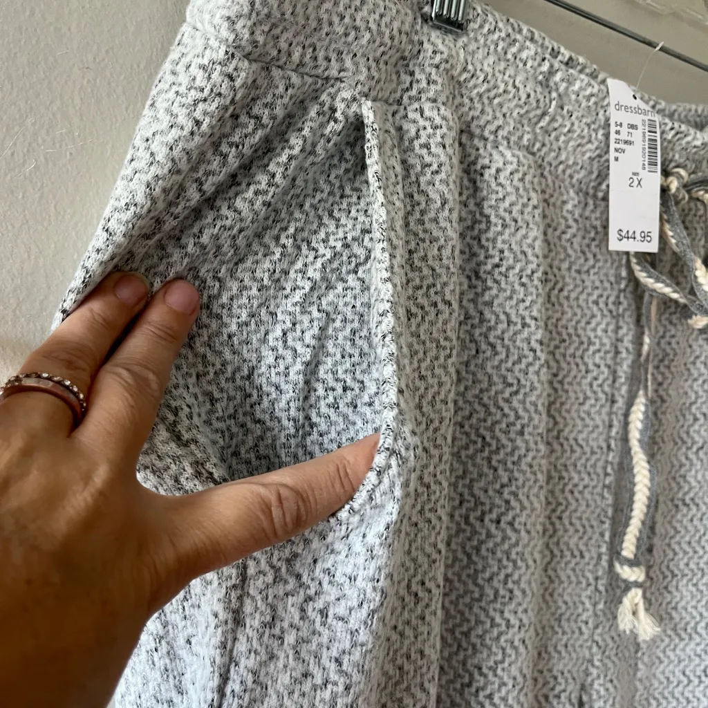 Soleillee Sz 2X Stretch Pull On Gray Knit Yoga Pants Loose Sweatpants‎ Pockets - Image 4