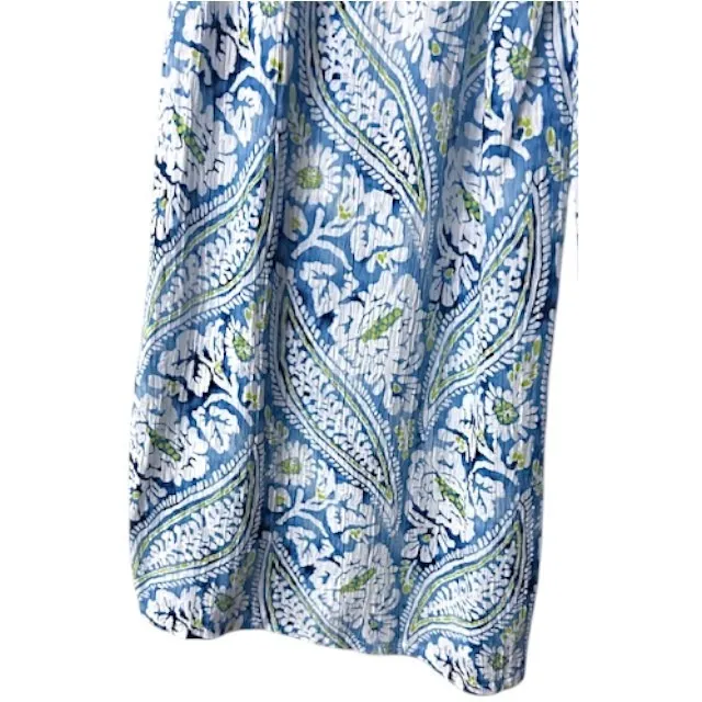 Blue Paisley Floral Wide Leg Pants L Boho Coastal Festival Beachy Resort Cruise Size L - Image 13