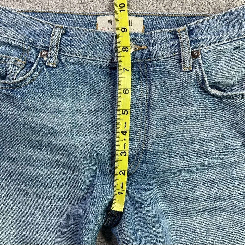 We The Free Jeans Women's 24 Blue Straight Mid-Rise Light Wash Relaxed Torn - Image 10