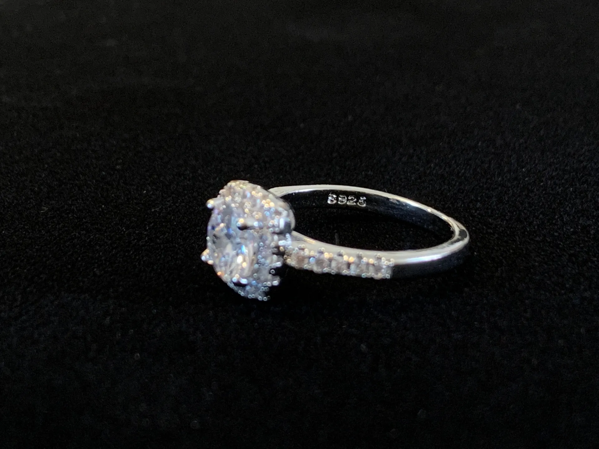 Cushion Cut Sterling Silver Ring 925 Diamond Ring  - Image 7