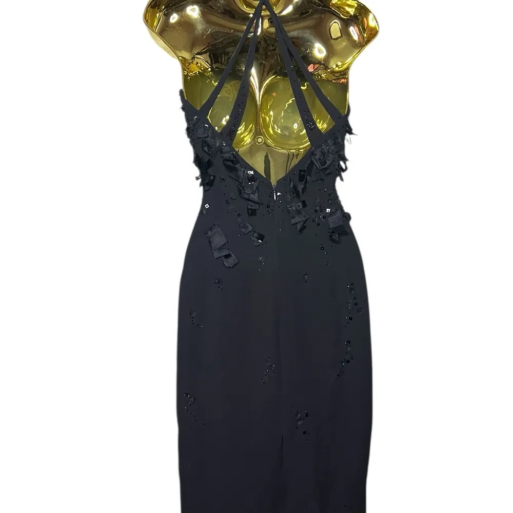Armani Collezoni black beaded detail halter size 6 - Image 2