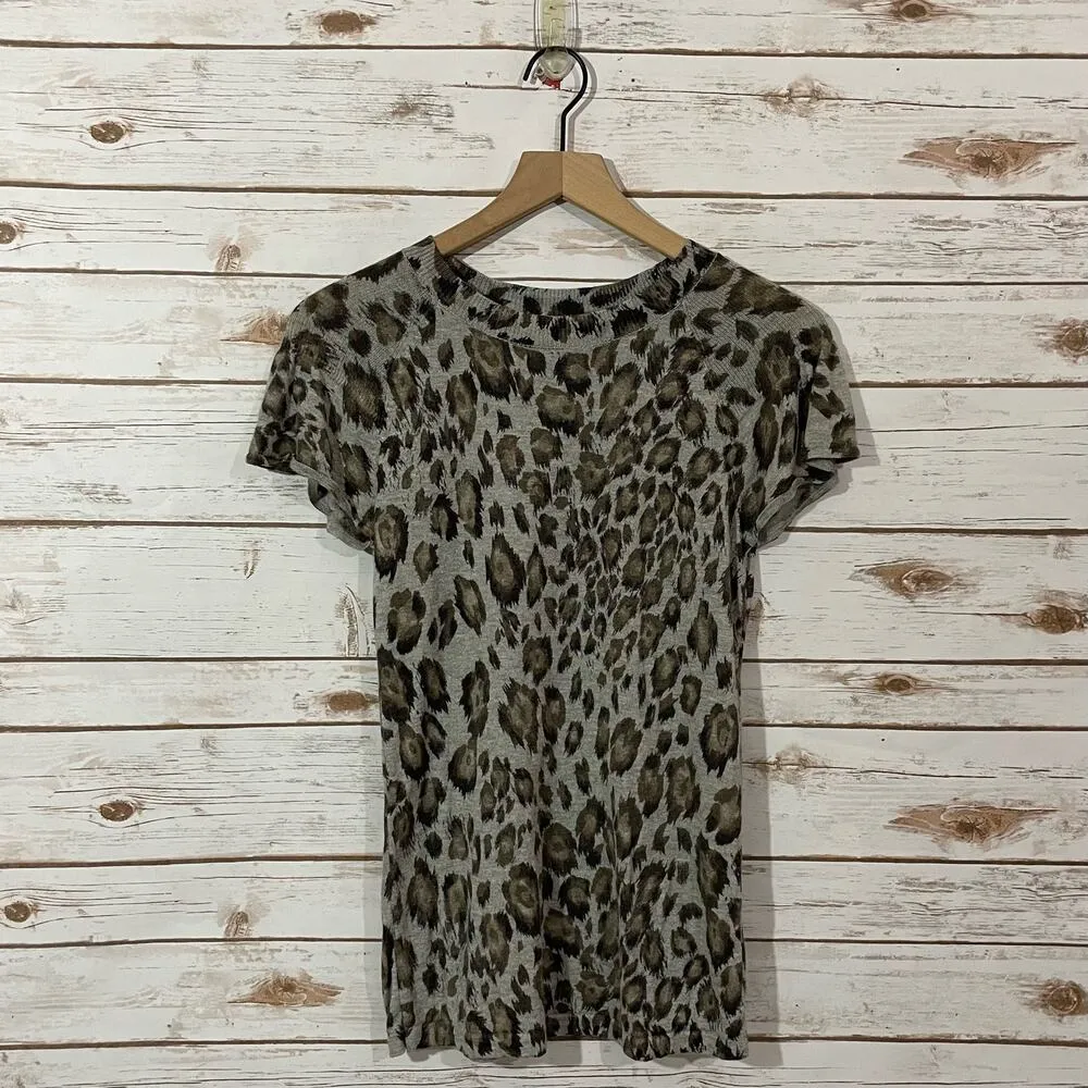 Rebecca Taylor Animal Print Knit Top - Gray - Medium - Image 9