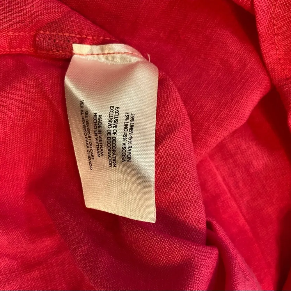NWT Gap Hot Pink Linen Blend Button Down Collared Shirt Soft Breathable Size S - Image 12