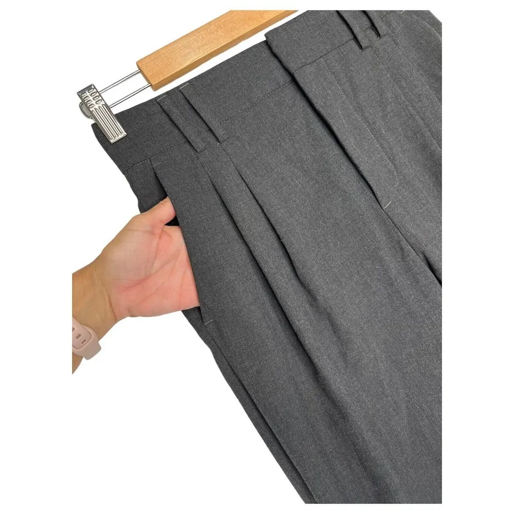 Zara Pants Womens 4 Pleated Slacks Slash Pocket Stretch Waist Band Career Gray - Image 7