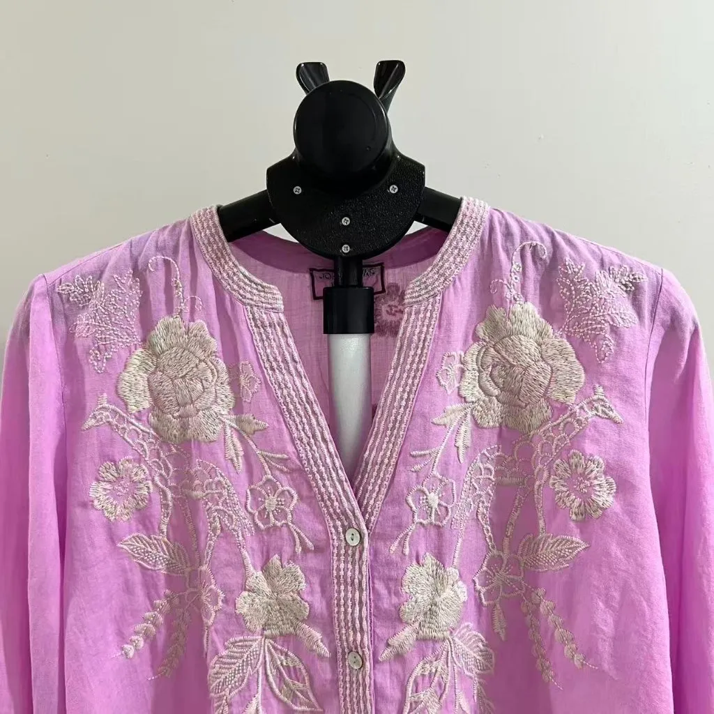 NWOT Johnny Was Osiris Relaxed Embroidered Floral Ramie Top Shirt Blouse S - Image 4