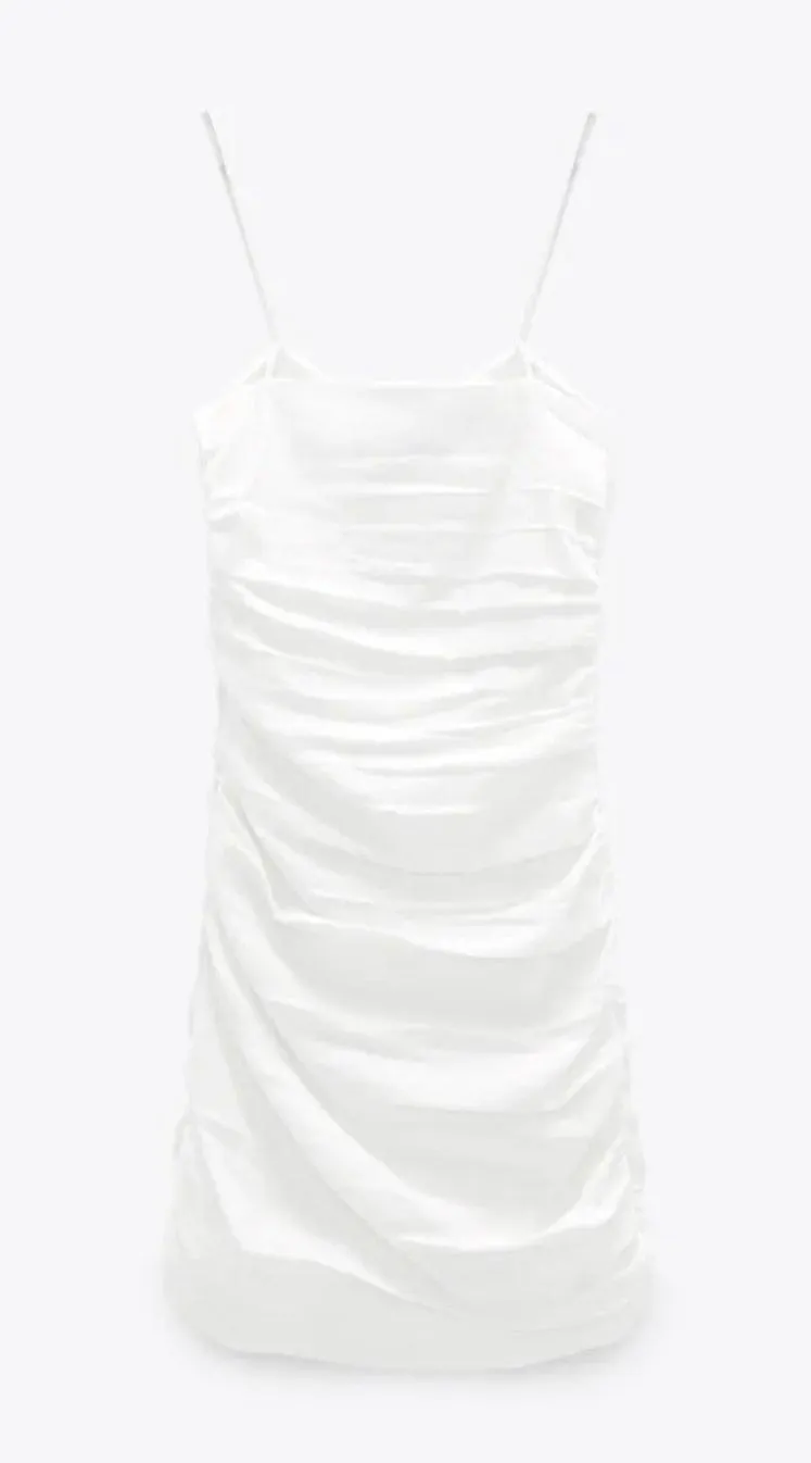 NWT  Mini Dress W Draped Detail Vanilla White - Image 3