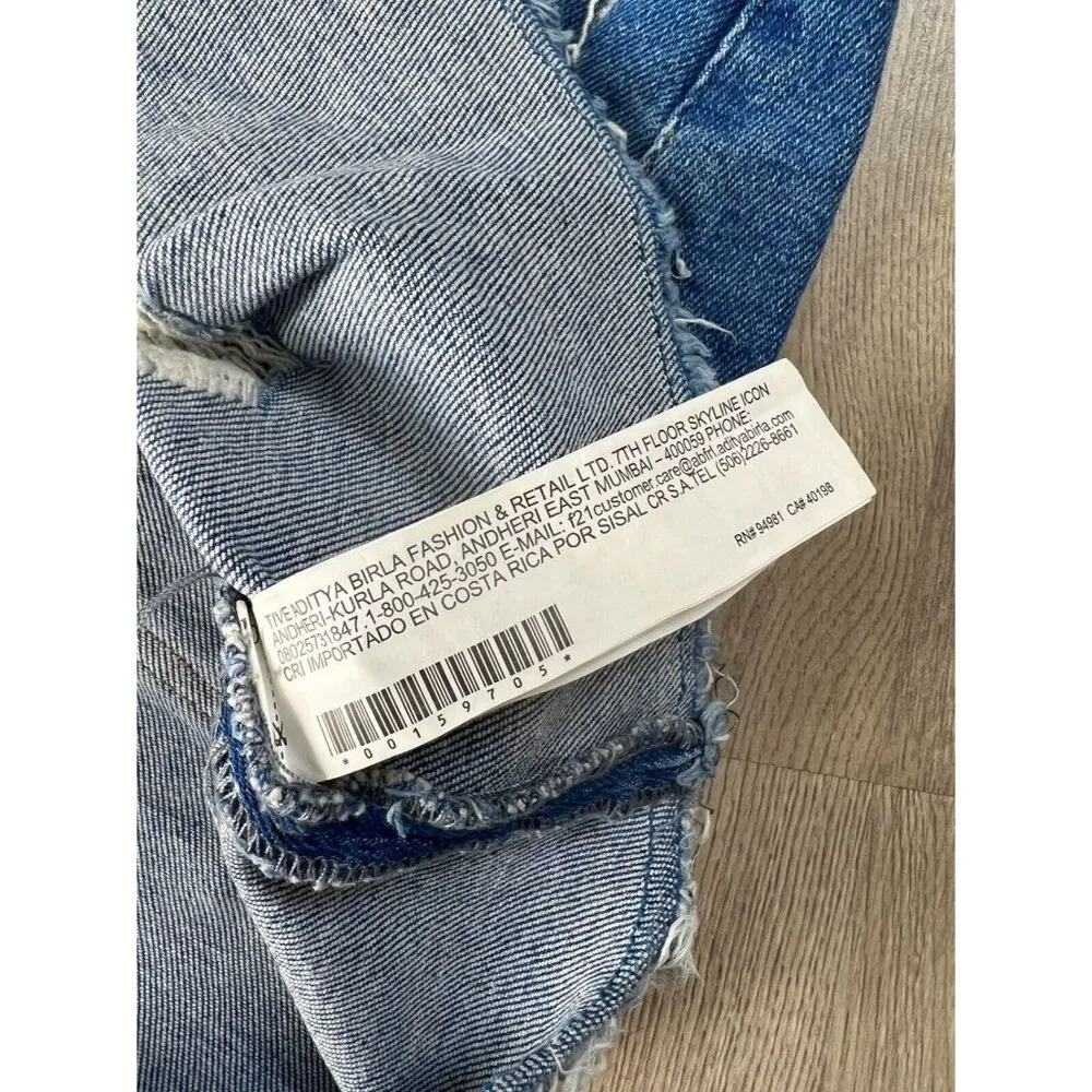 Forever 21 Jean Cut Off Frayed Mini Skirt Womens Size 28 Blue Distressed Denim - Image 3