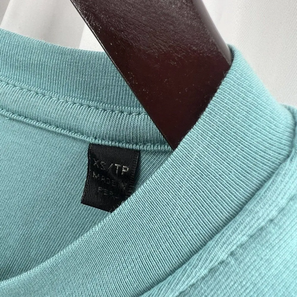 ATM Pima Cotton Long Sleeve Ruched Crop Top Blue XS New - Image 7